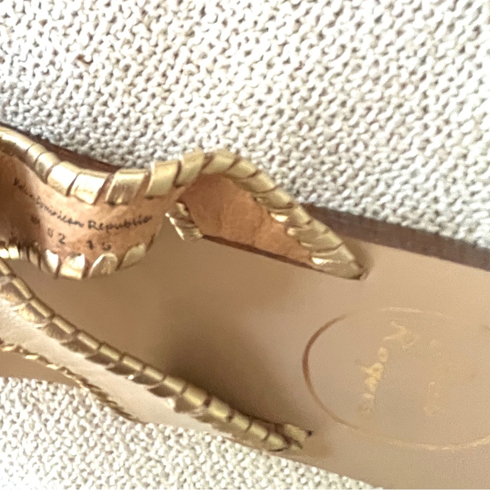 🎀HP 5X🎀 JACK ROGERS SANDALS 8M Gold Cream Tassels 🎀 - Picture 3 of 5